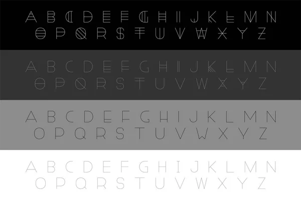 Uppsättning av moderna vektorteckensnitt i minimalistisk design. Kreativ engelska alfabet, futuristiska latinska bokstäver — Stock vektor