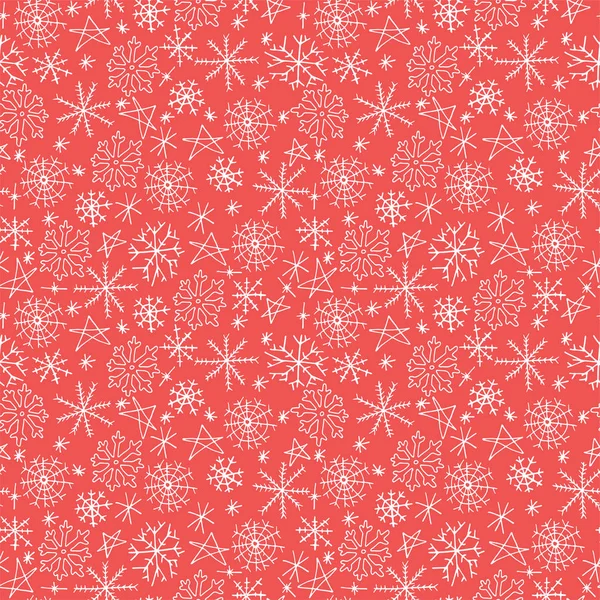 Christmas sömlösa mönster med snöflingor, handritad vector bakgrund — Stock vektor