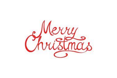 Kış tatili basit arka plan beyaz. Neşeli Noel vektör tebrik kartı hat yazı ile