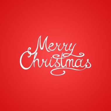 Kış tatil kırmızı basit arka plan. Neşeli Noel vektör tebrik kartı hat yazı