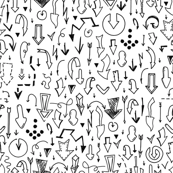 Vektorové bezešvé šipka vzor - doodle styl, ručně tažené konstrukce — Stockový vektor