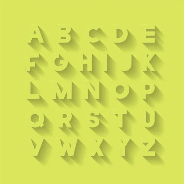 Moderne stilisierte Schrift mit Schatten, kreatives englisches Alphabet, fette lateinische Buchstaben — Stockvektor