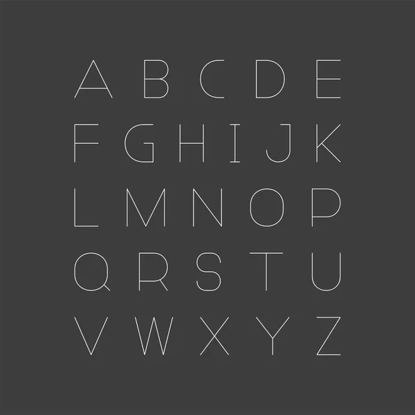 Caratteri minimalisti semplici. Alfabeto inglese vettoriale. Lettere latine lineari sottili — Vettoriale Stock