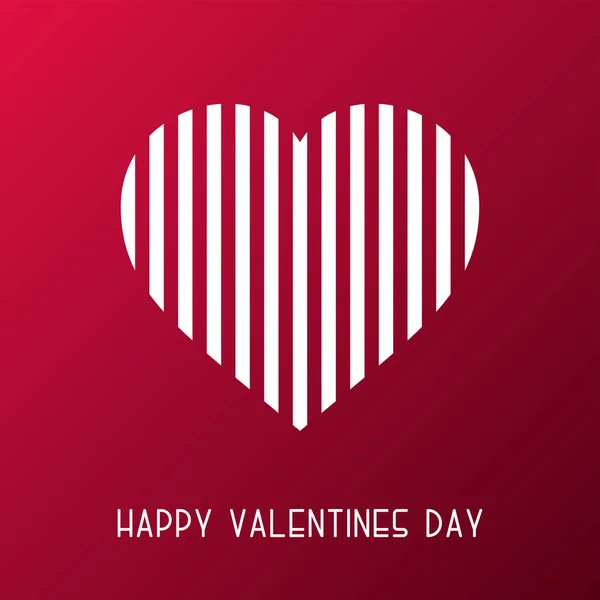 Happy valentines day vector card. Abstract striped minimalistic heart background