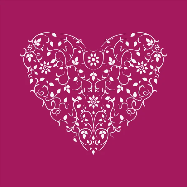 Vector sier hart met bloemmotief. Happy Valentines Day. Creatieve wenskaarten, poster, banner en dekking. — Stockvector