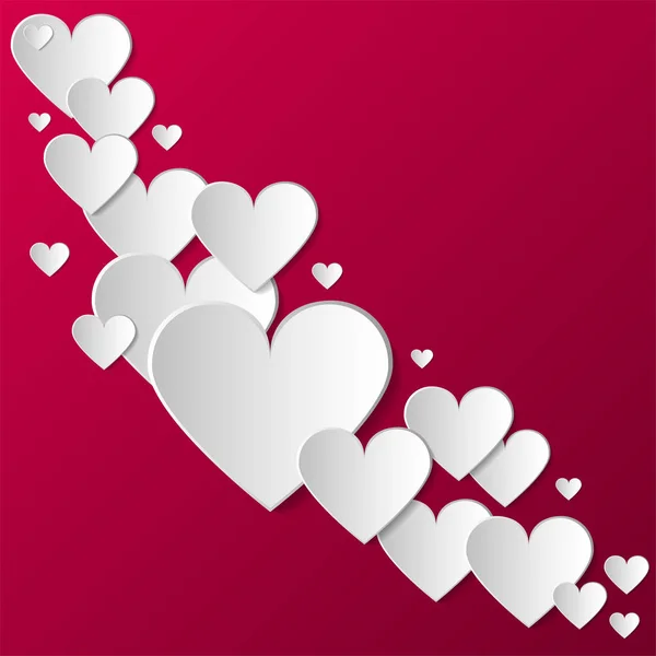 Valentijnsdag vector creatieve achtergrond met papier hart. Abstract wenskaart, poster, dekking, sjabloon. — Stockvector