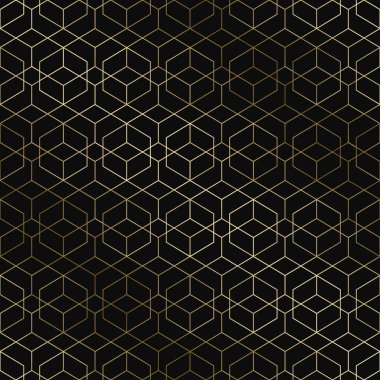 Vektör art deco geometrik desen - sorunsuz lüks altın tonları teması. Zengin sonsuz süs arka plan