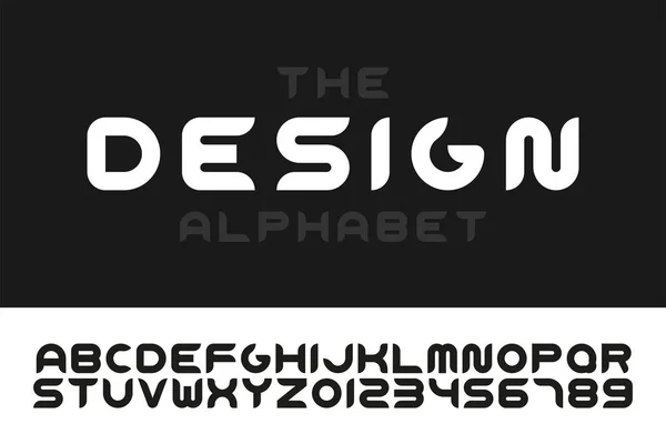 Modern stylized font - vector minimalistic design. Trendy english alphabet - creative latin letters and numerals — Stock Vector