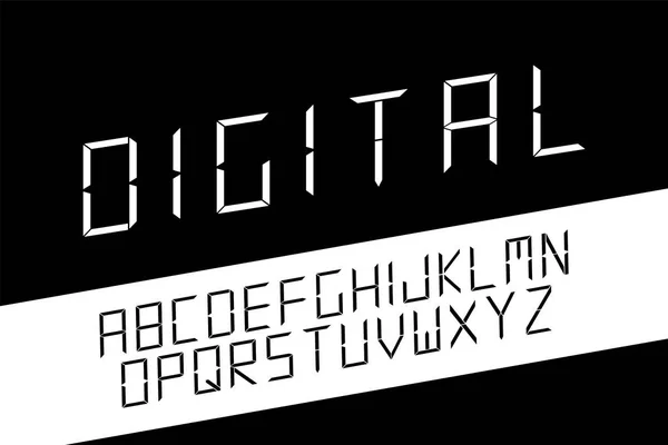 Digitala minimalistisk teckensnitt. Vector engelska alfabetet. Techno latinska bokstäver — Stock vektor
