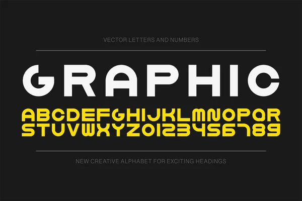 Vector bold modern font. Alfabeto creativo inglés de moda. Letras y números latinos minimalistas simples — Vector de stock