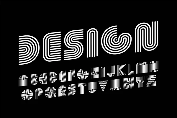 Moderna stiliserade randig font - vektor minimalistisk design. Trendiga engelska alfabetet - vit latin linjär bokstäver — Stock vektor