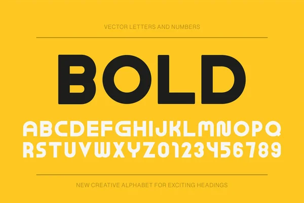 Vector bold modern font. Alfabeto inglês da moda. Letras latinas minimalistas simples e numerais . — Vetor de Stock