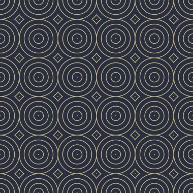 Geometrik daireler şekilleri ile vektör dikişsiz dekoratif desen. Soyut minimalist mavi arka plan.