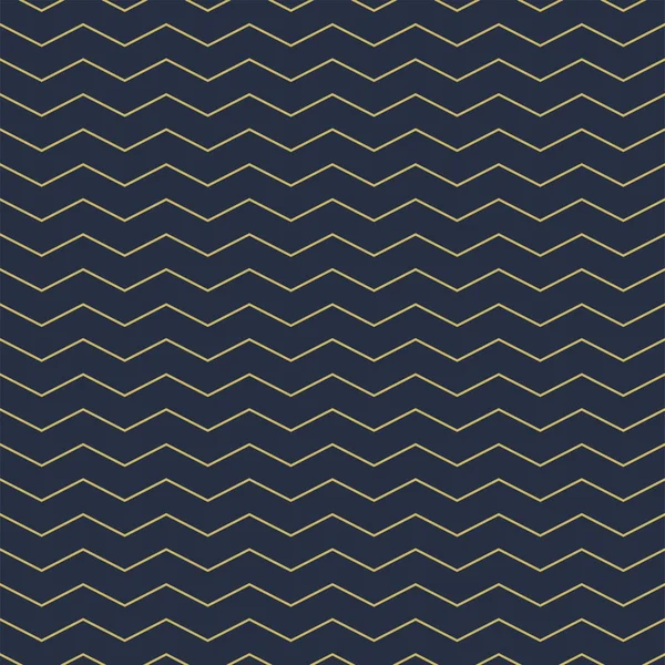 Vector geometric seamless horizontal zigzag pattern - goldish striped rich texture. Stylish blue background — Stock Vector