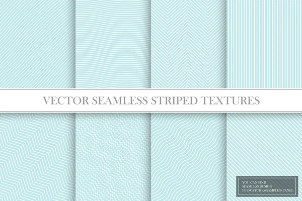 Verzameling van naadloze gestreepte texturen. Delicate geometrische patronen in Turquoise kleuren. — Stockvector