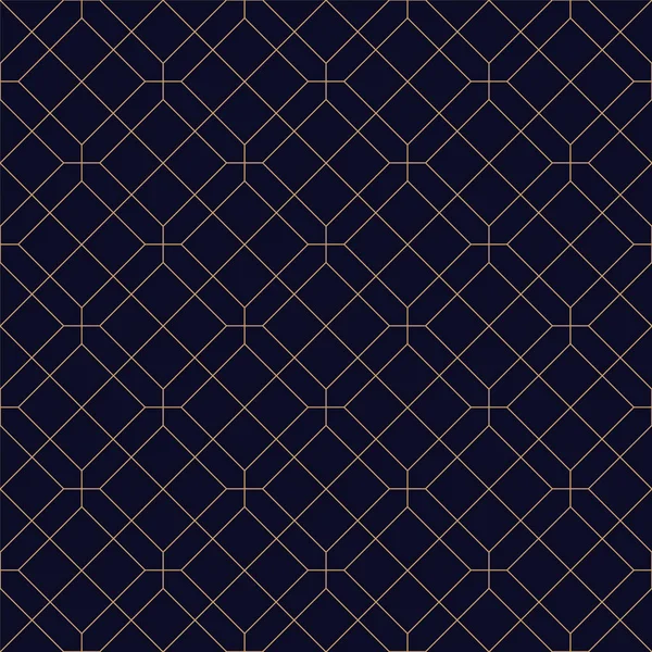 Trendy seamless blue ornamental geometric background. Grid repeatable golden pattern - elegant repetitive design. — Stock Vector