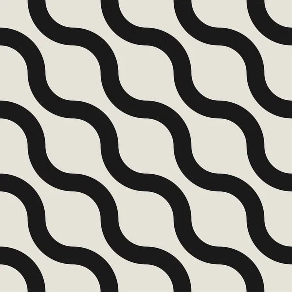 Golvende naadloze gestreepte diagonale patroon. Vector eenvoudige eindeloze achtergrond. Creatieve geometrische curve textuur — Stockvector