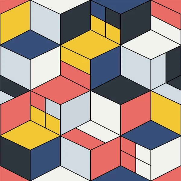 Kreative nahtlose geometrische Muster - wiederholbares buntes Design. lebendige stilvolle Mosaikwürfel Textur. — Stockvektor