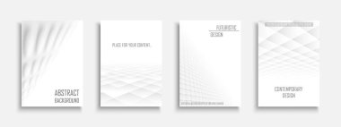 Vektör soyut çağdaş şablonlar, kapaklar, pankartlar, broşürler, afişler, el ilanları, arka planlar koleksiyonu. Beyaz fütüristik yaratıcı 3d tasarım