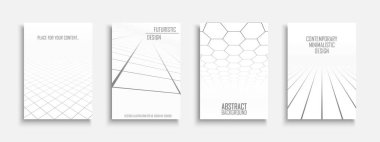 Vektör soyut çağdaş şablonlar, kapaklar, pankartlar, broşürler, afişler, el ilanları, arka planlar ve vb koleksiyonu Beyaz fütüristik teknoloji 3d tasarım