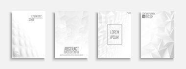 Vektör soyut çağdaş şablonlar, kapaklar, pankartlar, broşürler, afişler, el ilanları, arka planlar koleksiyonu. Geometrik şekiller ve vizyon perspektifi ile beyaz fütüristik yaratıcı 3d tasarım