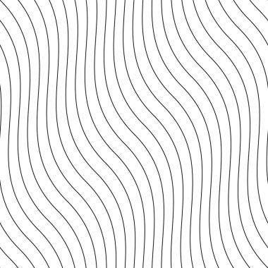 Yaratıcı vektör kusursuz ana hatları. Çizgili sonsuz dalga dokusu. Siyah dalgalı çizgileri olan beyaz yinelenebilir minimalist arkaplan