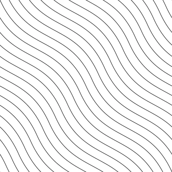 Pola garis besar vektor kreatif mulus. Bergaris gelombang tak berujung tekstur. Latar belakang minimalistik dapat diulang putih dengan garis bergelombang hitam - Stok Vektor