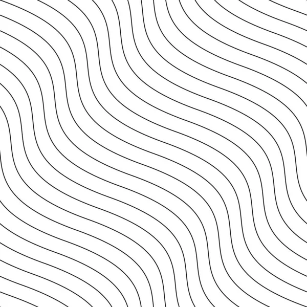 Vector creatief naadloos schema. Gestreepte eindeloze golf textuur. Witte herhaalbare minimalistische achtergrond met zwarte golvende lijnen — Stockvector
