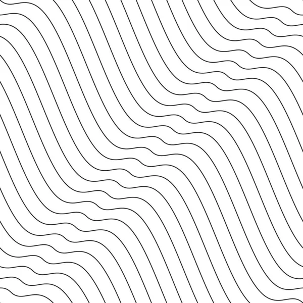 矢量创意无缝轮廓模式.剥去无穷无尽的波纹具有黑色波浪形线条的白色可重复简约背景 — 图库矢量图片