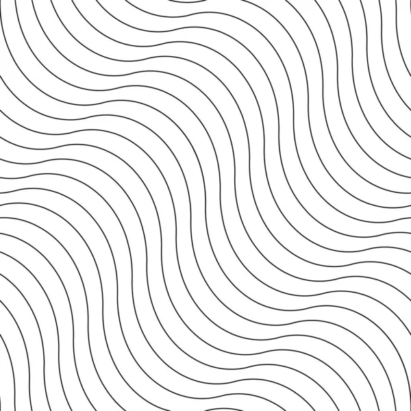 Patrón de contorno sin costura creativo vectorial. Textura de onda interminable rayada. Fondo minimalista repetible blanco con líneas onduladas negras — Archivo Imágenes Vectoriales