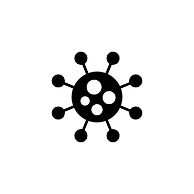 Virüs simgesi - çizgi film tasarımı. Vektör bakteri sembolü. Basit hücre işareti. Coronavirus, covid - 19 sanat