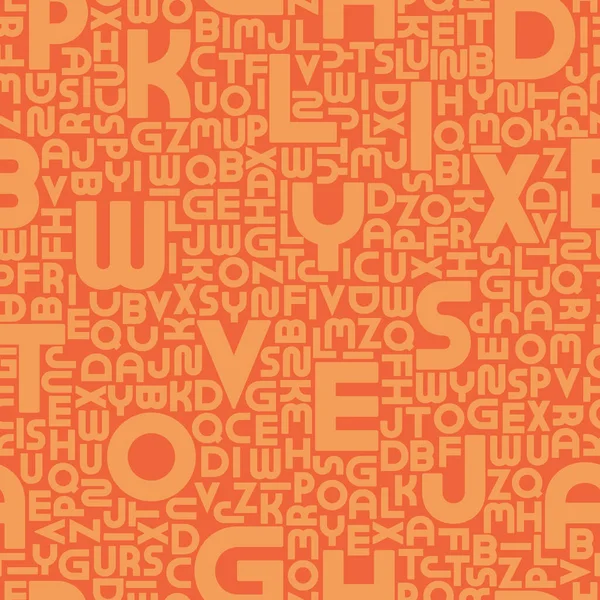 Modèle d'alphabet vectoriel sans couture orange avec des lettres latines. Mode lumineuse fond répétable inhabituel. Design mosaïque dynamique. Bonne idée pour le papier d'emballage, couverture textile, papier peint et ect — Image vectorielle