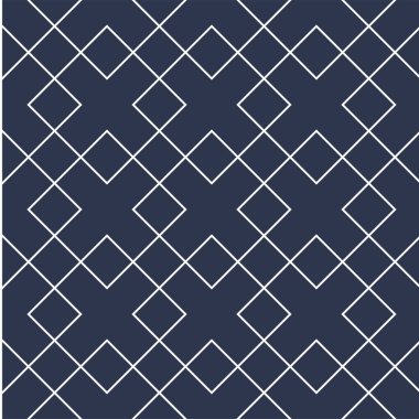 Süssüz dekoratif vektör deseni. Geometrik oryantal tasarım. Doğu, tekrarlanabilir mavi arka plan. Beyaz ince zarif doku.