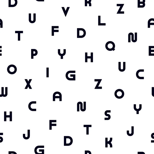 Vektor einfaches, nahtloses Alphabet-Muster mit schwarzen lateinischen Buchstaben. Weiß wiederholbarer ungewöhnlicher Hintergrund. Minimalistisches trendiges Design — Stockvektor