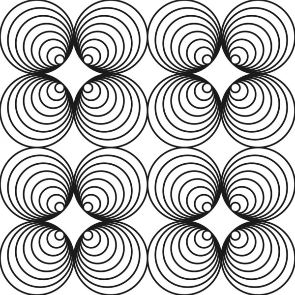 Monochrome seamless circle pattern - swirl ornament design. — Stock Vector