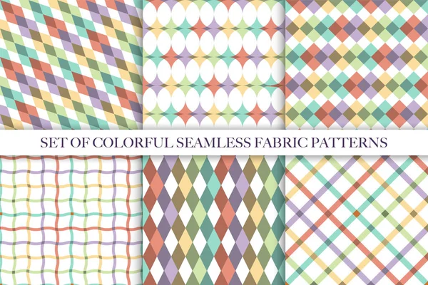 Kollektion heller, nahtloser, farbenfroher geometrischer Muster. Endlos flippige Texturen. — Stockvektor
