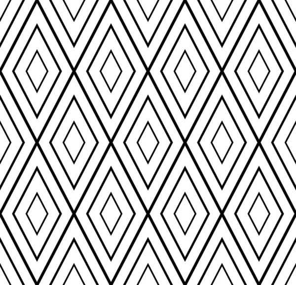 矢量无缝菱形几何图案.单色可重复背景。简单的黑白纹理-无尽的设计 — 图库矢量图片