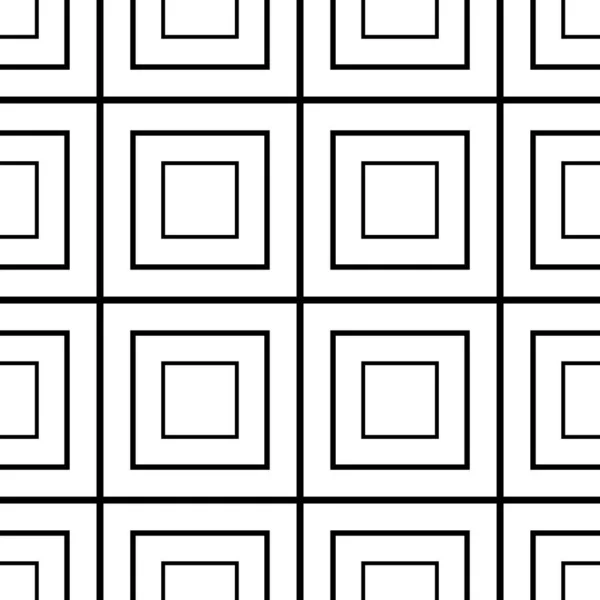 Vektor nahtlose geometrische Muster. Monochrom quadratischer wiederholbarer Hintergrund. Einfache schwarz-weiße Gitterstruktur - endloses Design — Stockvektor