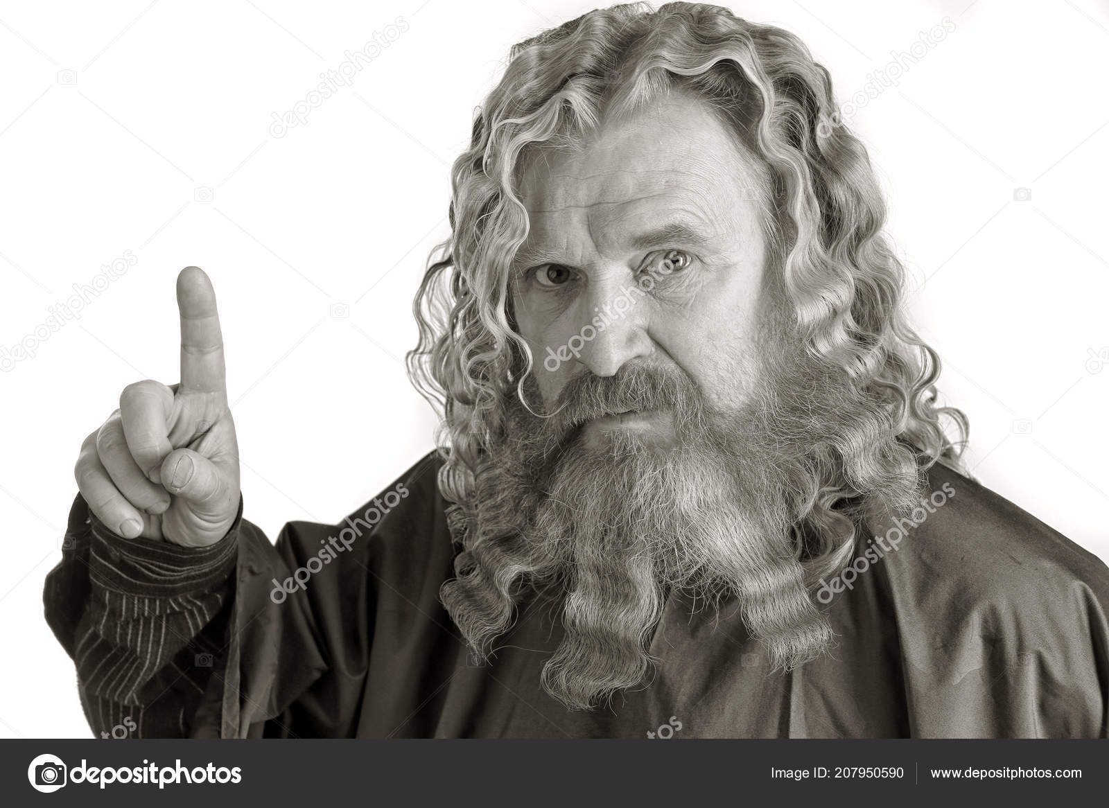 Closeup Portrait Adult Red Haired Man Long Wavy Hair Beard Stock