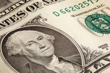 makro parçası banknot bir ABD Doları, düşük alan derinliği 