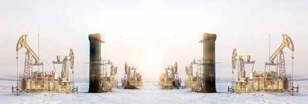 winter landscape based on the extraction of oil in Russia