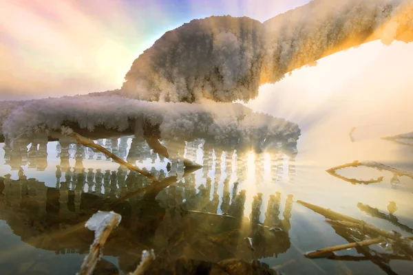 Giornata Invernale Soleggiata Sul Fiume Kama — Foto Stock