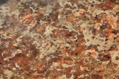 closeup arka plan doku güneş ışığında pişirme sırasında çorba