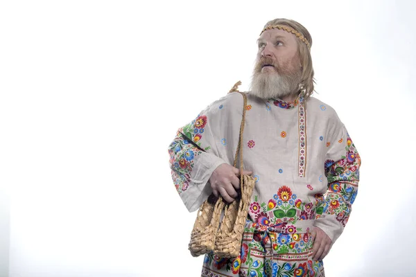 Slaviska Mannen Vacker Nationella Målade Skjorta — Stockfoto