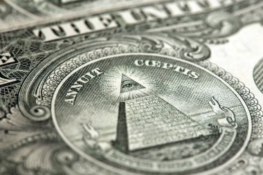 makro parçası banknot bir ABD Doları, düşük alan derinliği 