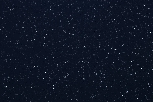 Nahaufnahme Hintergrund Textur Von Schneeflocken Während Eines Schneefalls Auf Blauem — Stockfoto