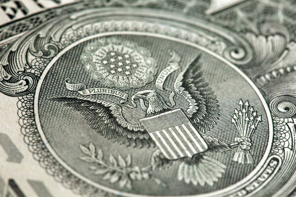макро фрагмент банкноты один доллар США, низкая глубина резкости
 