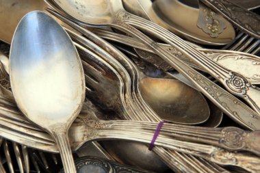 Makro doku eski Alman kaşık ve çatal