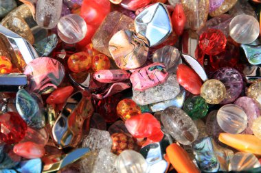 makro doku arka plan renkli boncuklar farklı şekiller