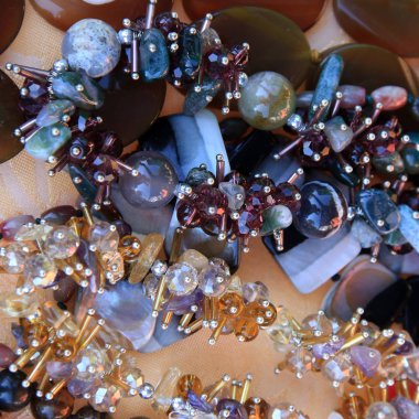 makro doku arka plan renkli boncuklar farklı şekiller